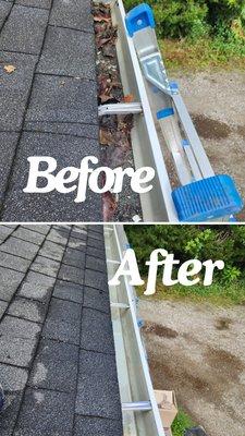 Before and After Gutter Cleaning