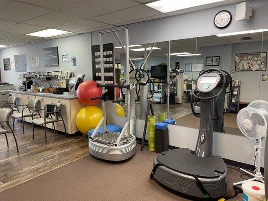 Our Power Plate machines are a great way to workout before or after an adjustment.