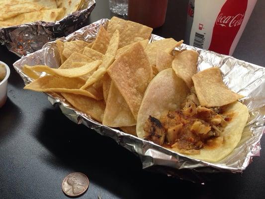 Chips and a scrawny taco for $4.99