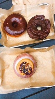 PBJ donut, chocolate old fashioned, chocolate frosted