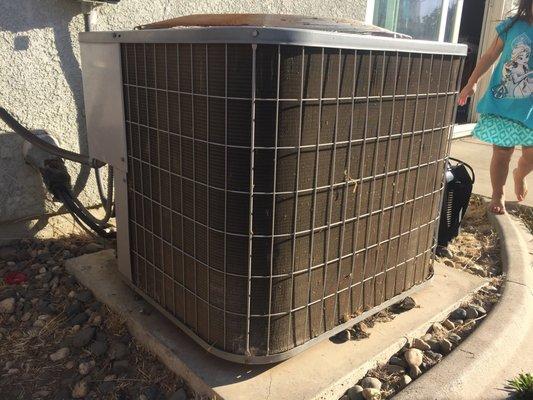 Before look at old HVAC unit that prior owner neglected