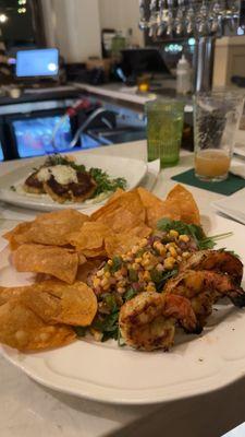 Cajun Shrimp & Corn Salsa with tortilla chips