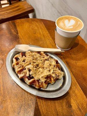 Cappuccino + croffle w/pork floss