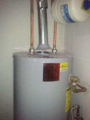 Gas water heater installation.