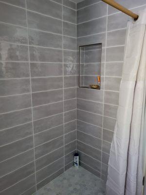 Remodeled tiled shower