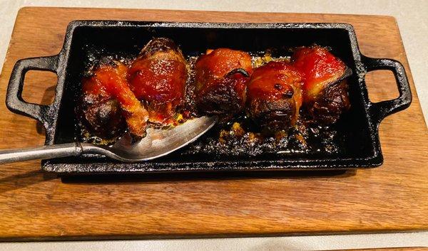 Bacon wrapped dates with goat cheese