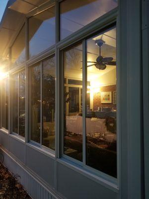 This is a nice sunroom we cleaned the windows on.