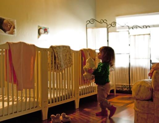 We have a separate quiet sleeping room with designated cribs for infants and sleeping mats for toddlers and preschoolers.