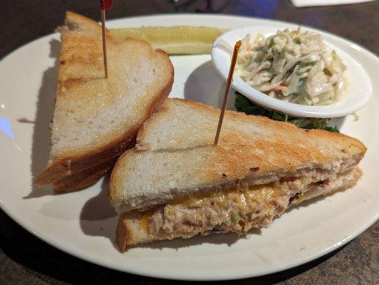 Tuna melt and coleslaw