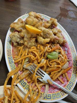 Orange Chicken Lunch House Special Chow Mein