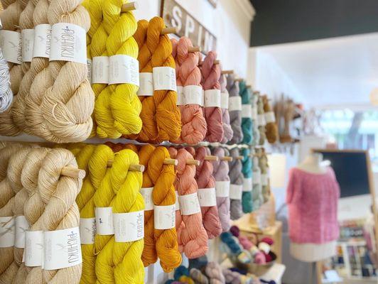 Naturally dyed, ethically sourced yarns.