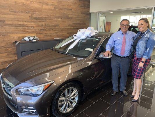 My Q50 and Carlos Lima the friendliest Salesman ever!!! Happy life Customer!!!