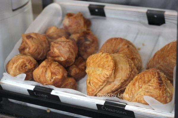 Viennoiseries on display: Kouign-Amann and Apple Chausson