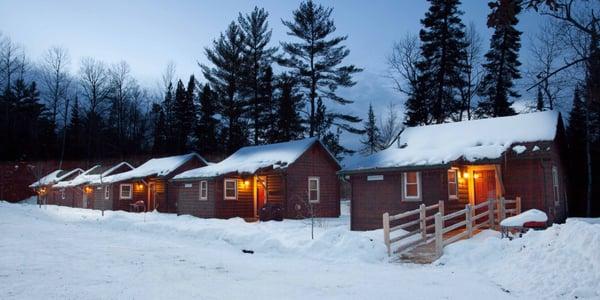 The Hendrickson, Brown Drake and Hex Cabins on the banks of the Au Sable River.