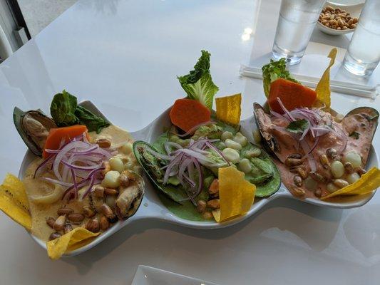 Juerga de Ceviche Mixto - 3 Flavors (Yellow, red and green ceviche)