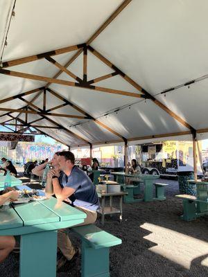 Seating area for this food truck park