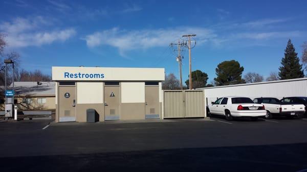 Restrooms are outside