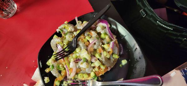 Ceviche de Camaron Tostada