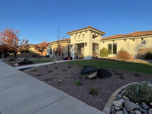 Xeriscape transition. From sod to Turf and desert friendly landscape.