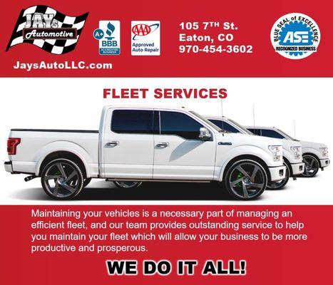 Jay's Automotive offers auto maintenance and repair services - Let Jay's maintain your fleet vehicles.  Protect your investment