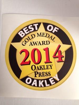 Best of Oakley Gold in our first year of Business!