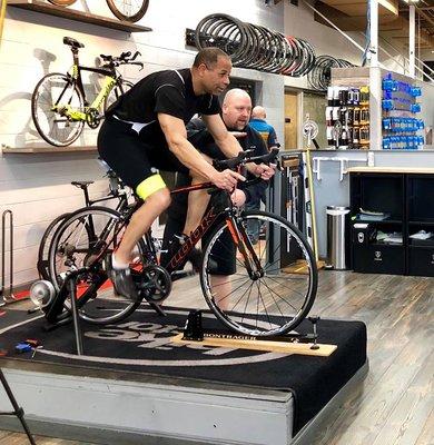 Bike Fitter Rob Smith working with customer.