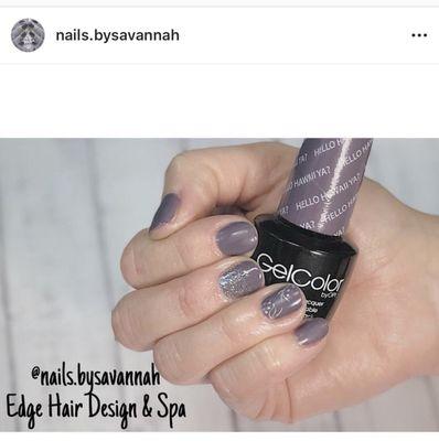 Beautiful gel manicure and nail art by Savannah at Edge Hair Design and Spa.