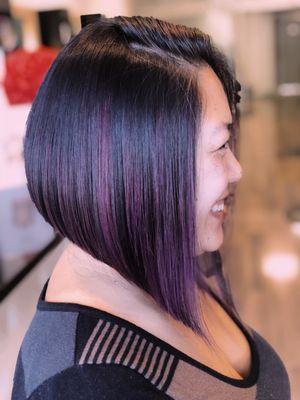 A-Line Bob + Violet Balayage by Josh