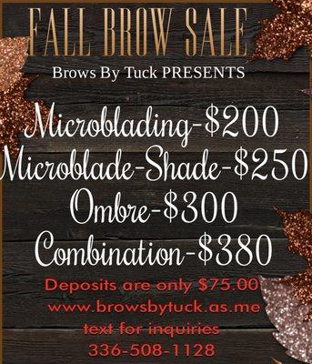 My fall brow sale will end October 31st! Have you booked your appointment