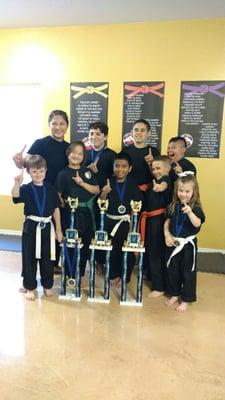 After our April tournament, took home first places trophies and medals