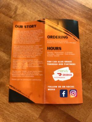 Our story, ordering, hours and more