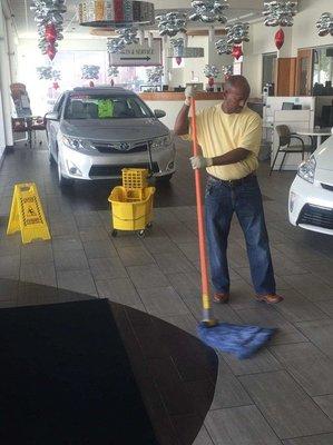 They have a team that does vacuuming, mopping, polishing, etc.