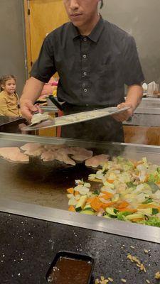 Prepping the chicken n veggies