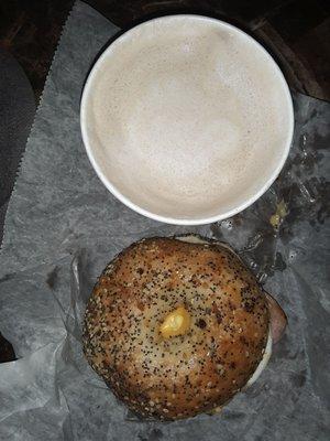 Dark Mocha Latte (Hot) w/Bowser Bagel