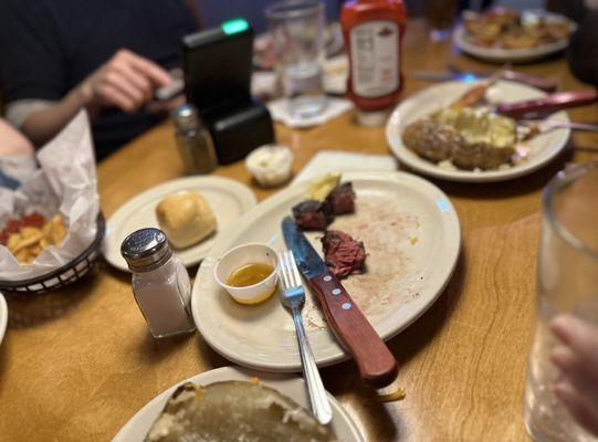 This is a 6oz steak...We ate none of it, just cut it open after it was brought back from being undercooked. Still under cooked.