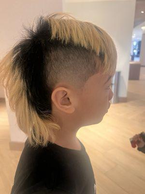 My sons chopped Mohawk at the crown, burst fade looked horrible. Shaved too much off close to his forehead. Luckily his bangs covered it.