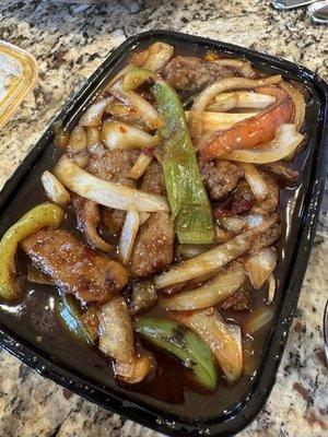 Mongolian Beef. Stingy on the beef.