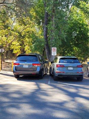 These vehicles were here before us. One driver can't read USA Standard Signage. The other probably didn't get their caffeine just yet.