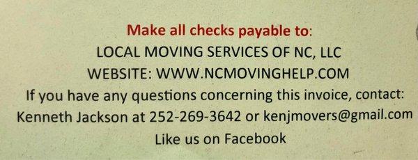 Local Moving Service's contact info.