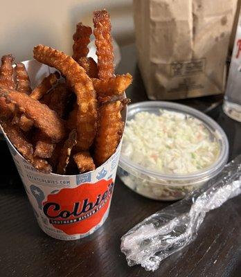 Sweet potato fries & coleslaw