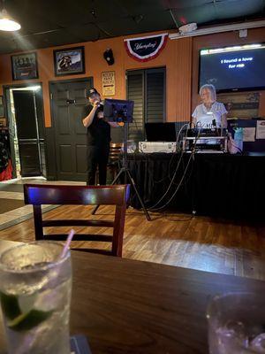 Karaoke Stage  & a peek of my Gin & Tonic