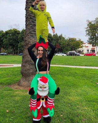 Acroyoga with Santa and the Grinch