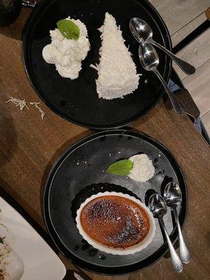 Coconut Cake, Thai tea crème brûlée