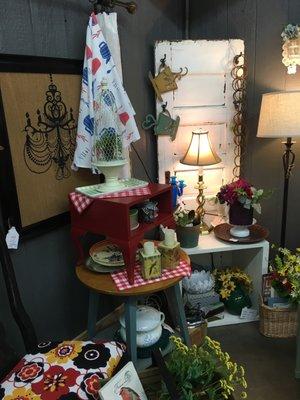 Display of vintage and upcycled items