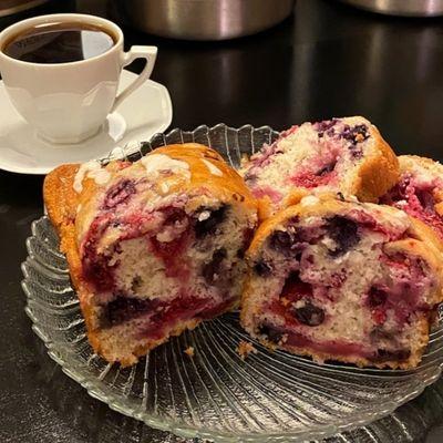 There is no skimping on berry in this triple berry muffin.