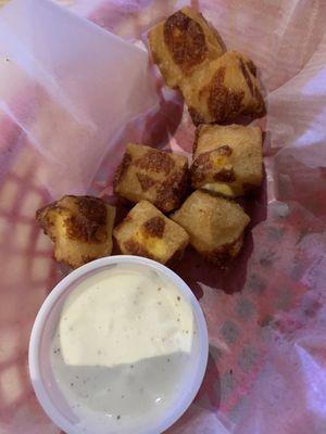 We already ate 3/4 of the dish, but I 100% recommend these cheese curds!