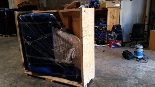 Baby Grand Piano crated and almost ready for shipping to the United Kingdom