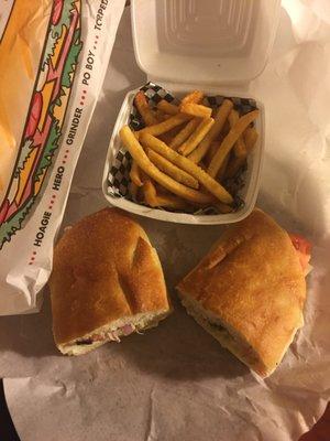 Delivery veggie sandwich with fries  No ketchup Though.,,