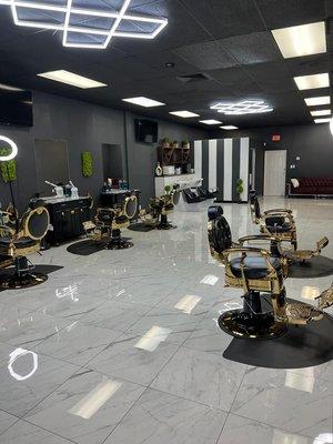 The inside of our barbershop