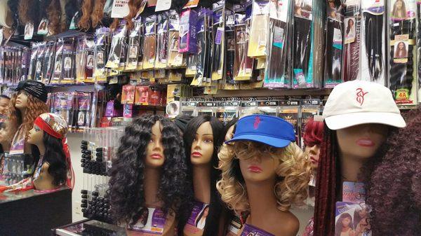 Organized, neat, and beautiful variety of hair products  weave, and extensions.